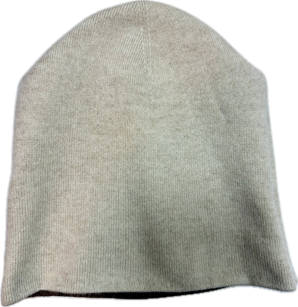 Cashmere Mütze Reversible - Sand & Off White
