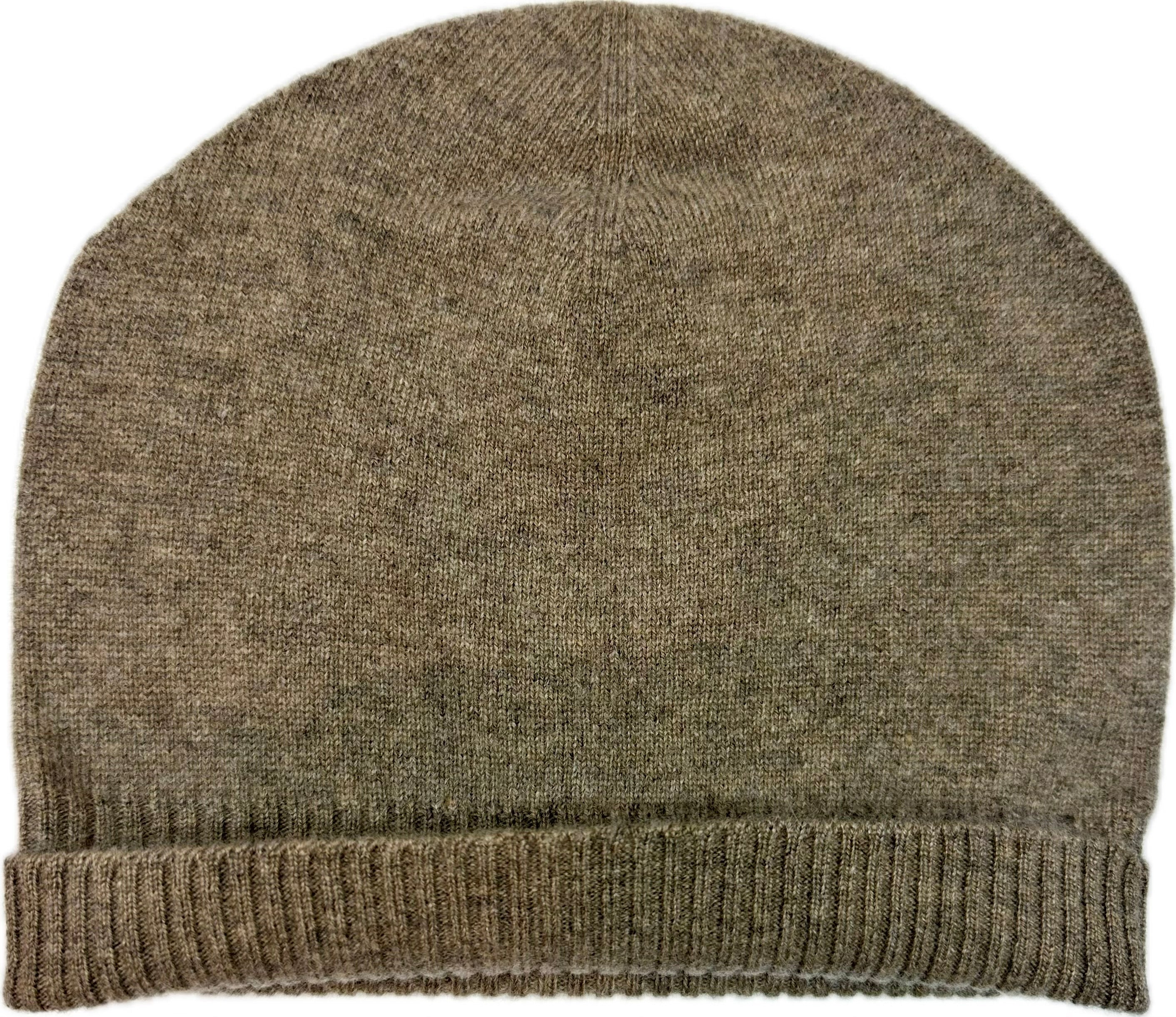 Cashmere Mütze mit Rippbund - Sand