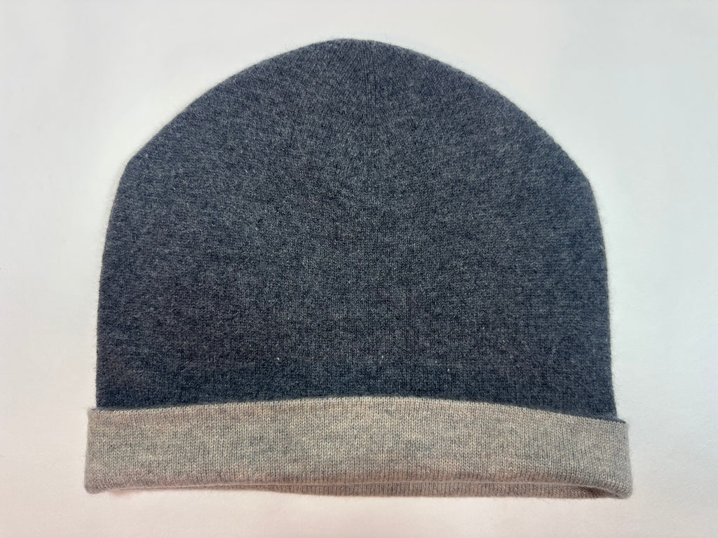 Cashmere Mütze Reversible - Grey & Sand