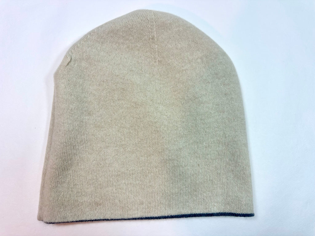 Cashmere Mütze Reversible - Grey & Off White