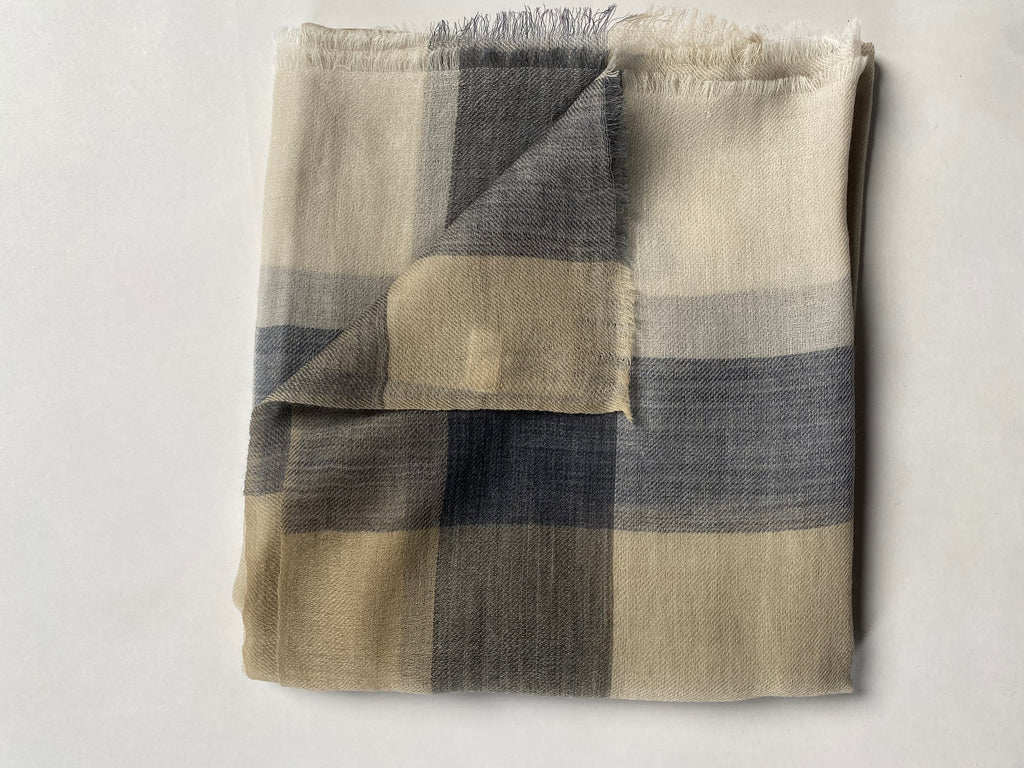 Flow & Check – Subtle - Grau & Sand - aura cashmere