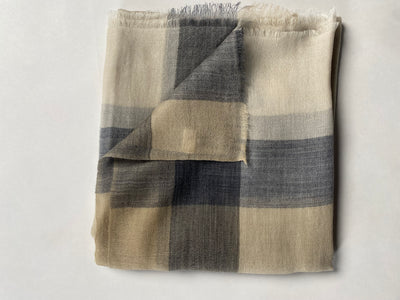 Flow & Check – Subtle - Grau & Sand - aura cashmere