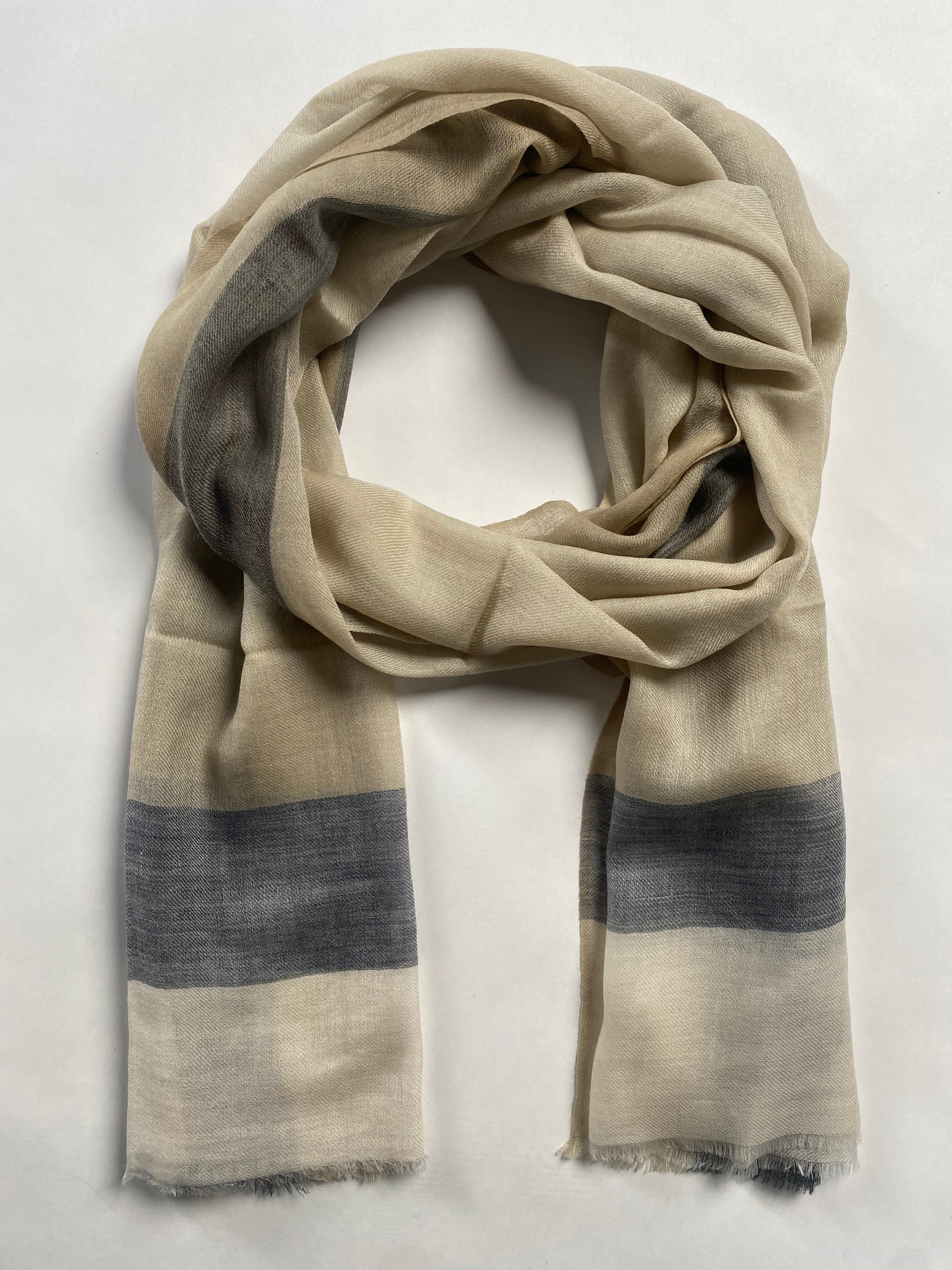 Flow & Check – Subtle - Grau & Sand - aura cashmere