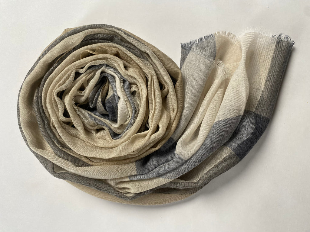 Flow & Check – Subtle - Grau & Sand - aura cashmere