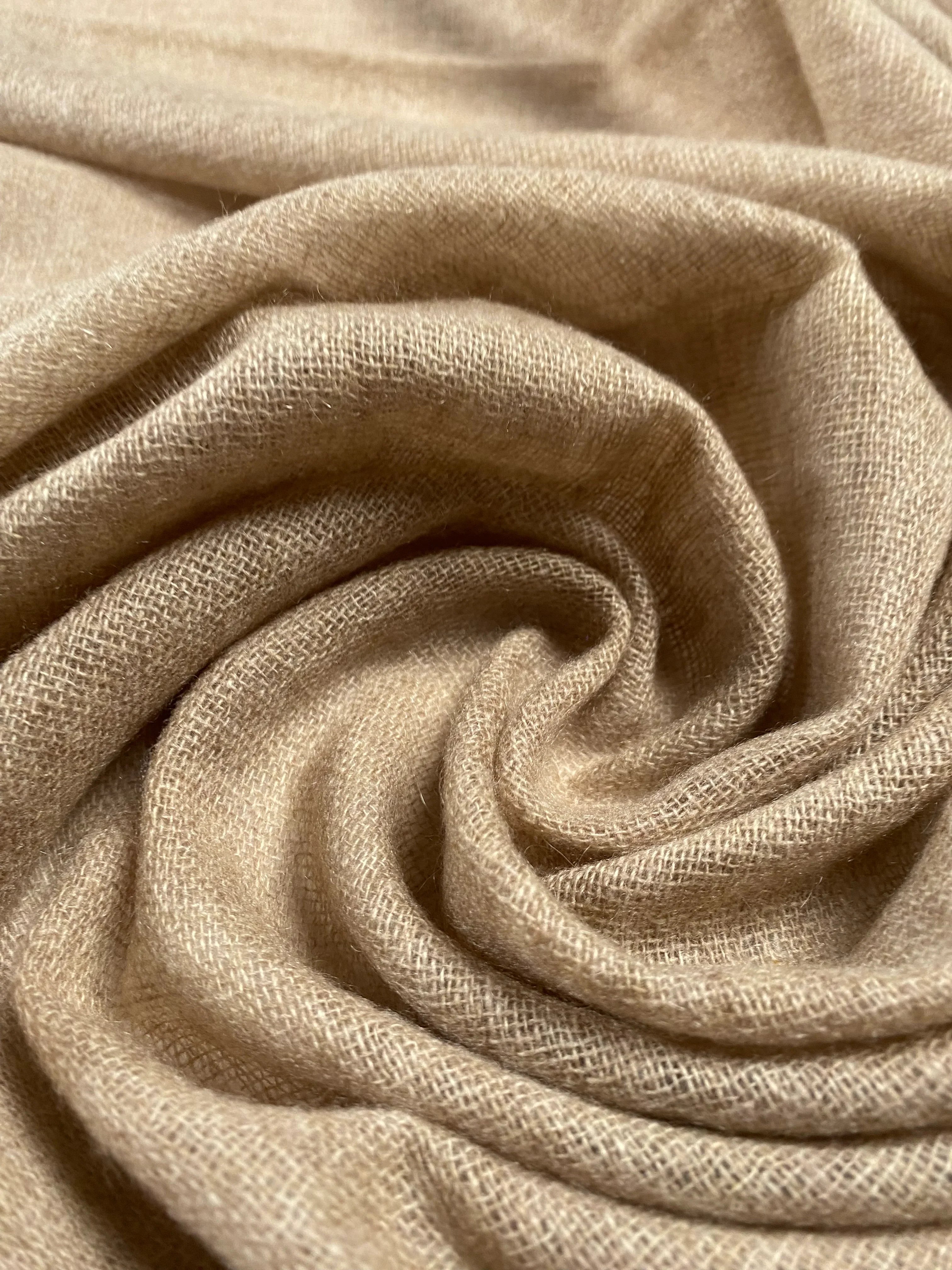 Double Lock Cashmere Schal - Natural Beige - aura cashmere