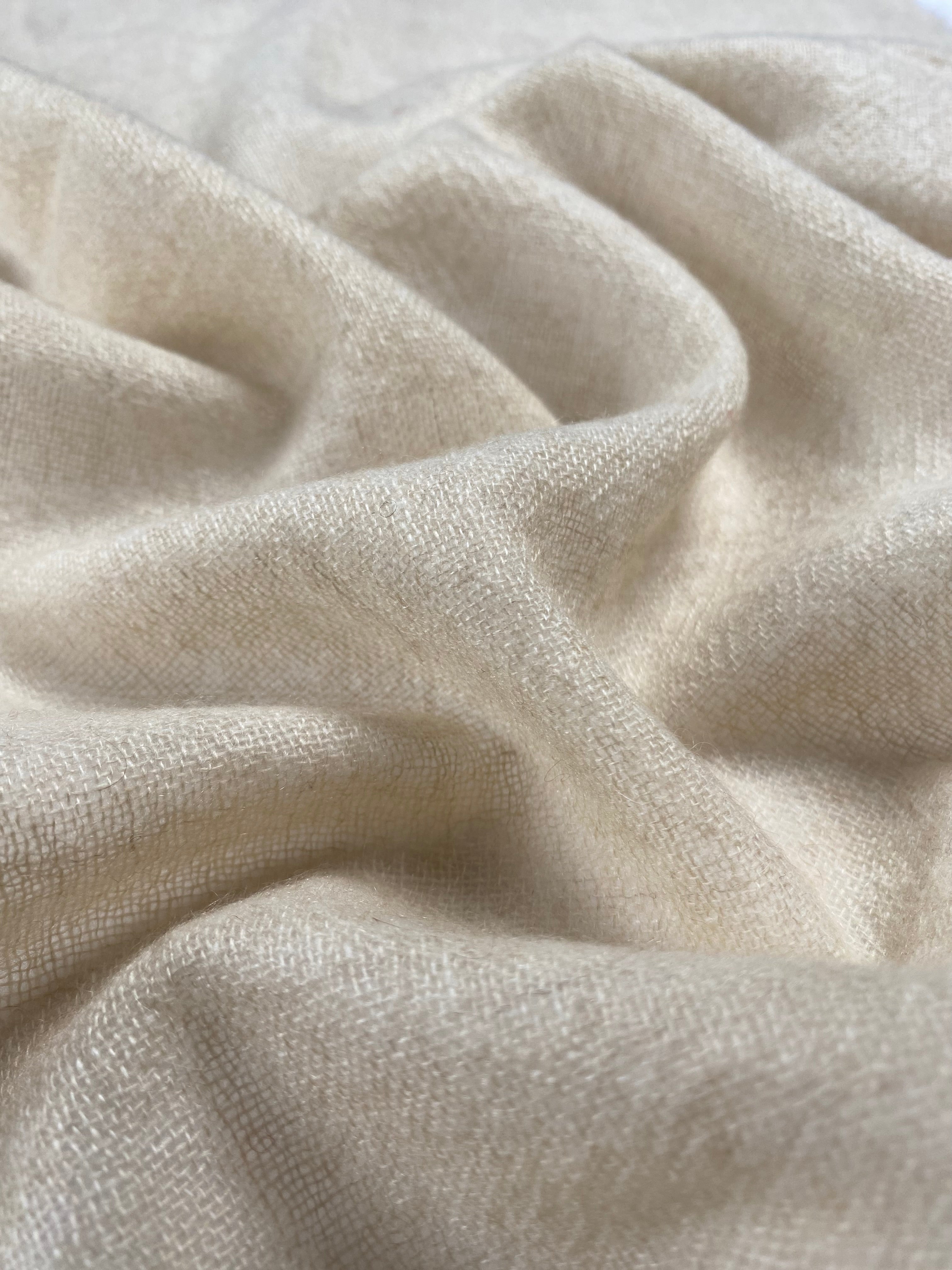 Double Lock Cashmere Schal - Ivory Beige - aura cashmere