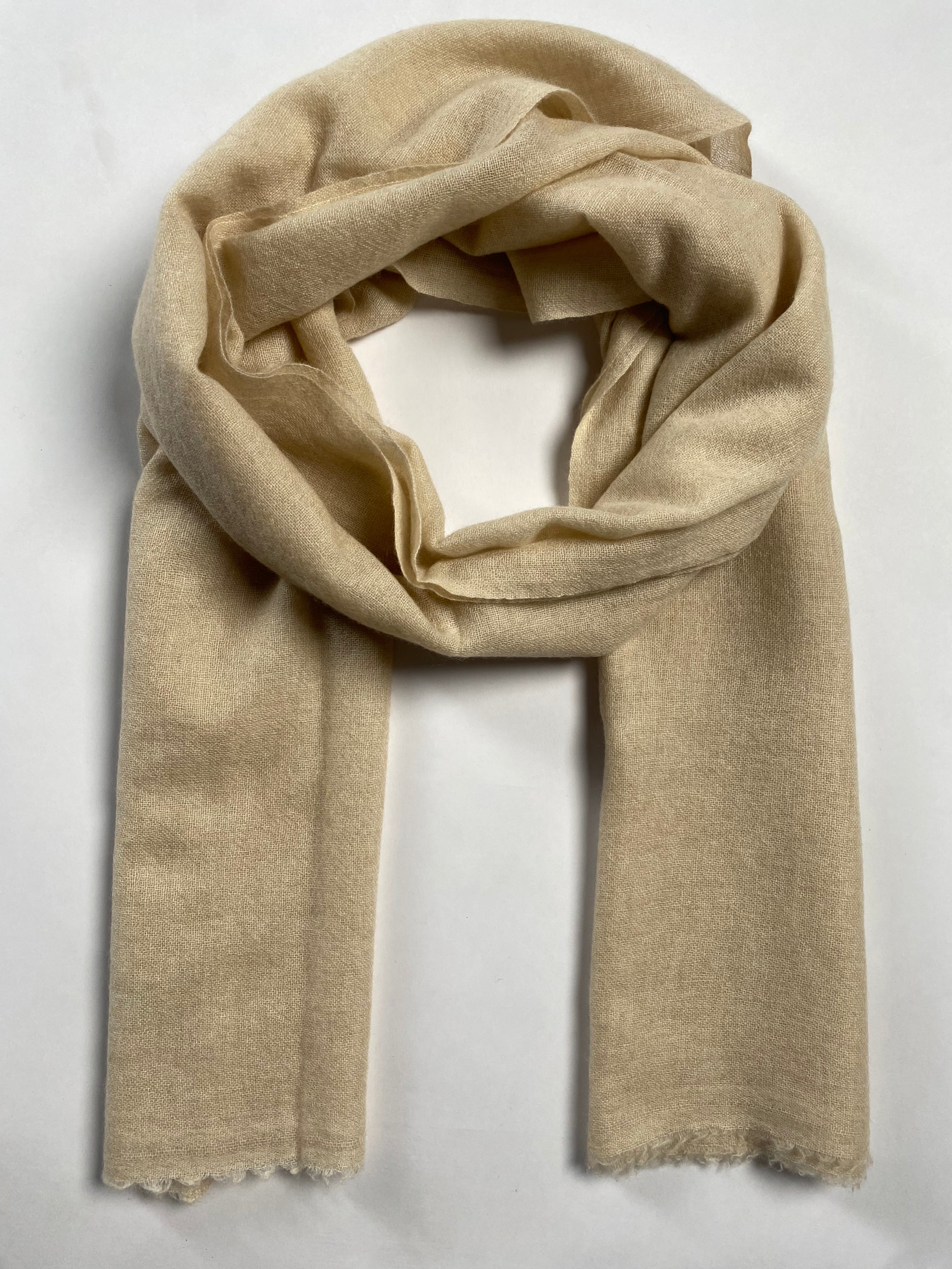 Double Lock Cashmere Schal - Ivory Beige - aura cashmere
