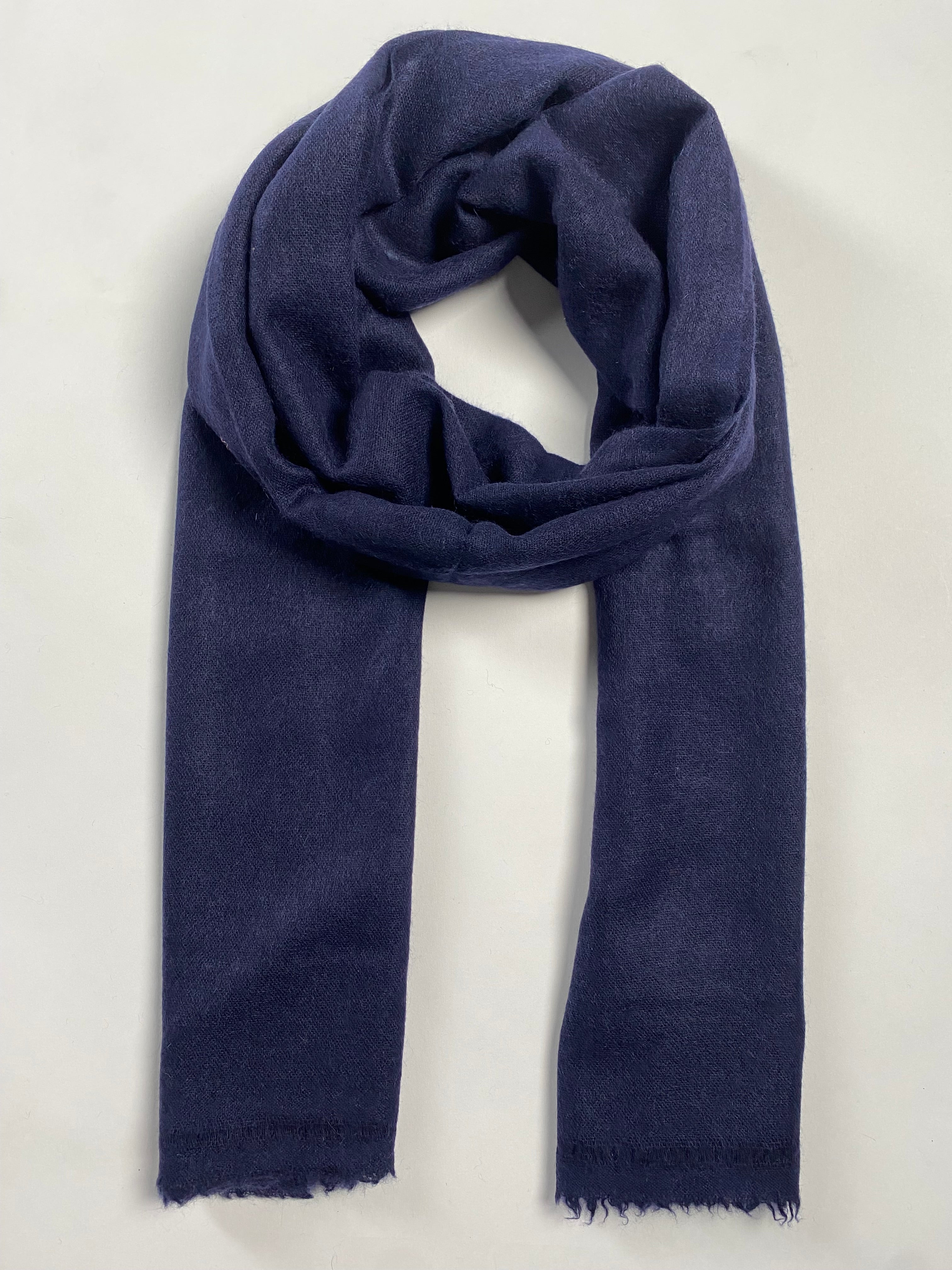 Double Lock Cashmere Schal - Nacht Blau - aura cashmere
