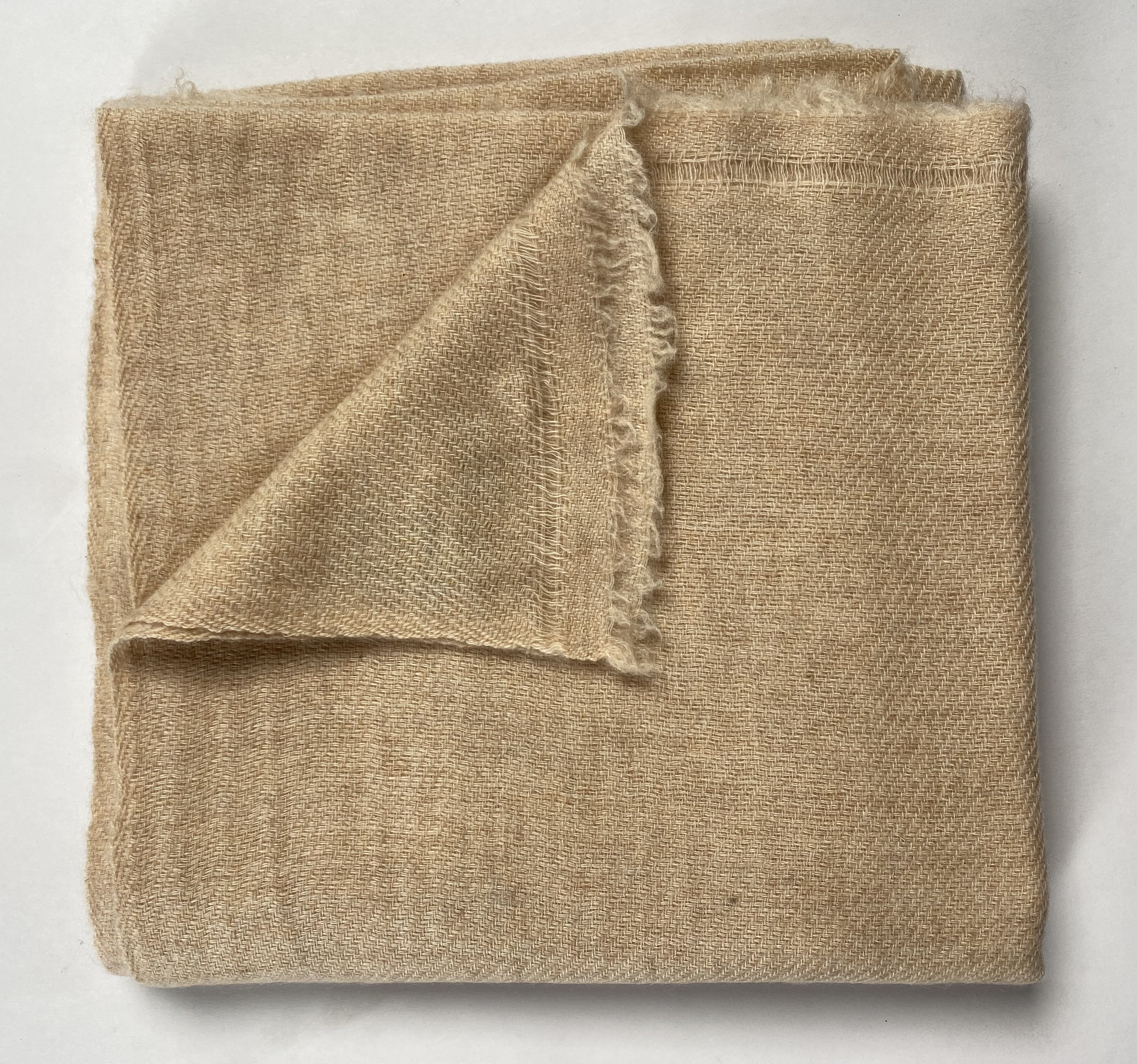 Double Lock Cashmere Schal - Natural Dark Beige - aura cashmere