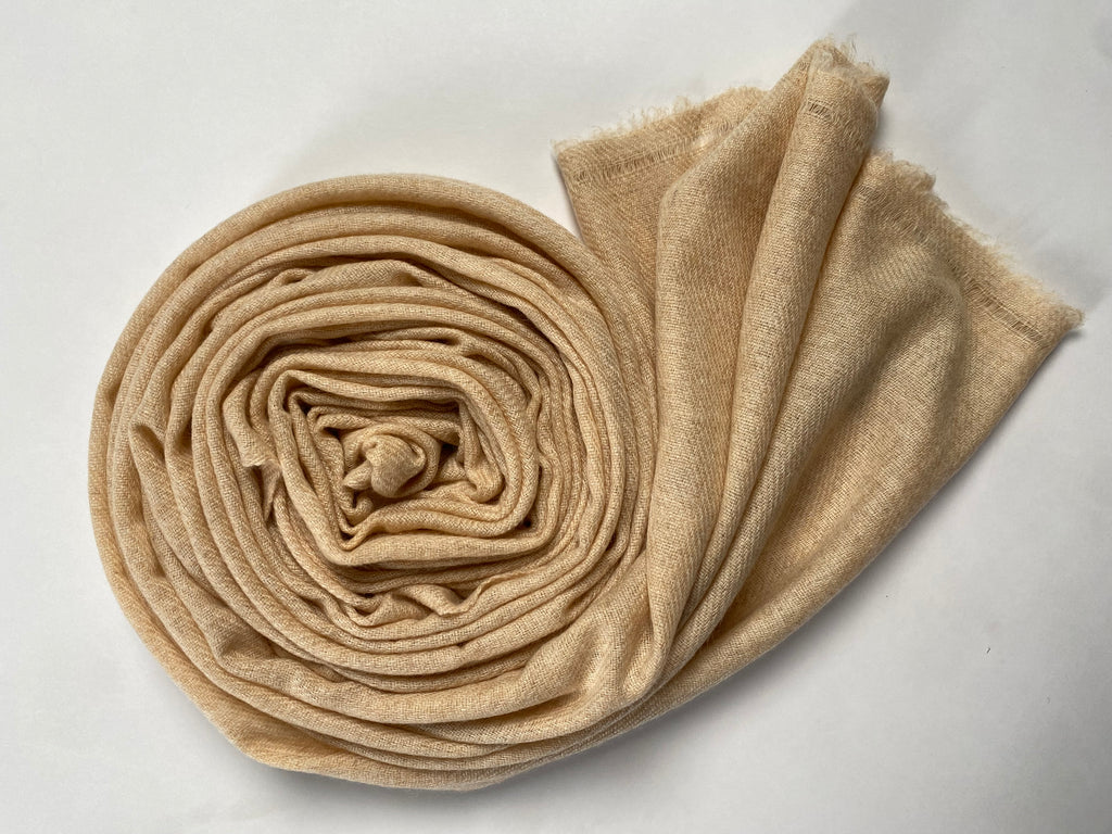 Double Lock Cashmere Schal - Natural Dark Beige - aura cashmere