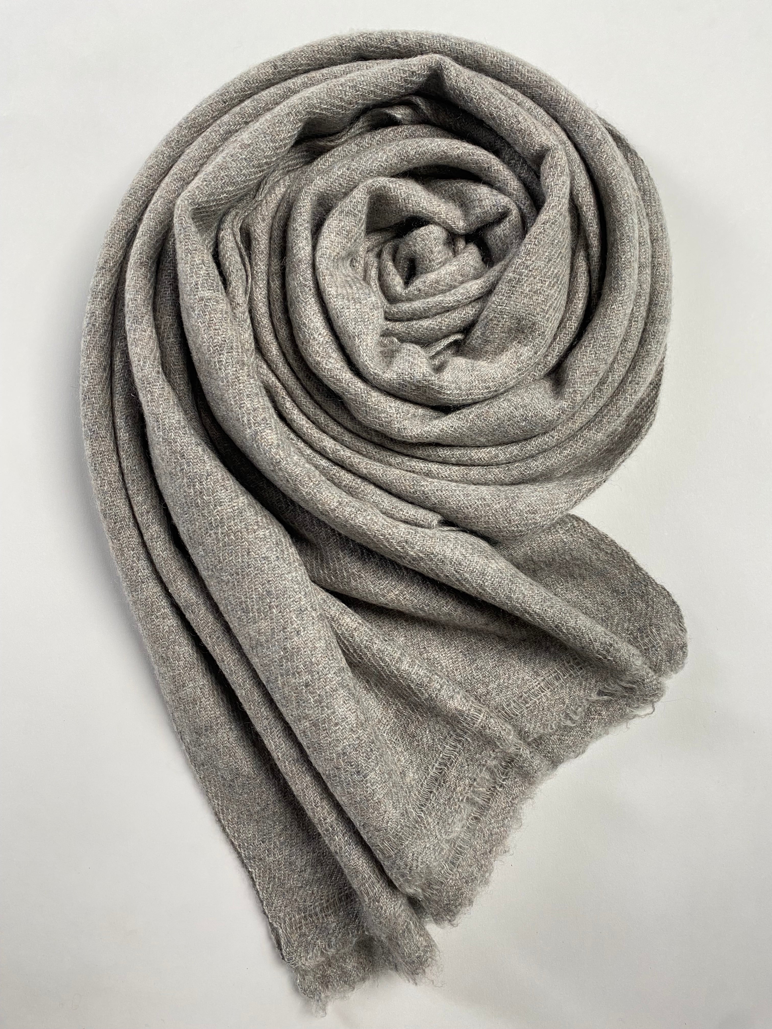 Double Lock Cashmere Schal - Natural Dark Grey - aura cashmere