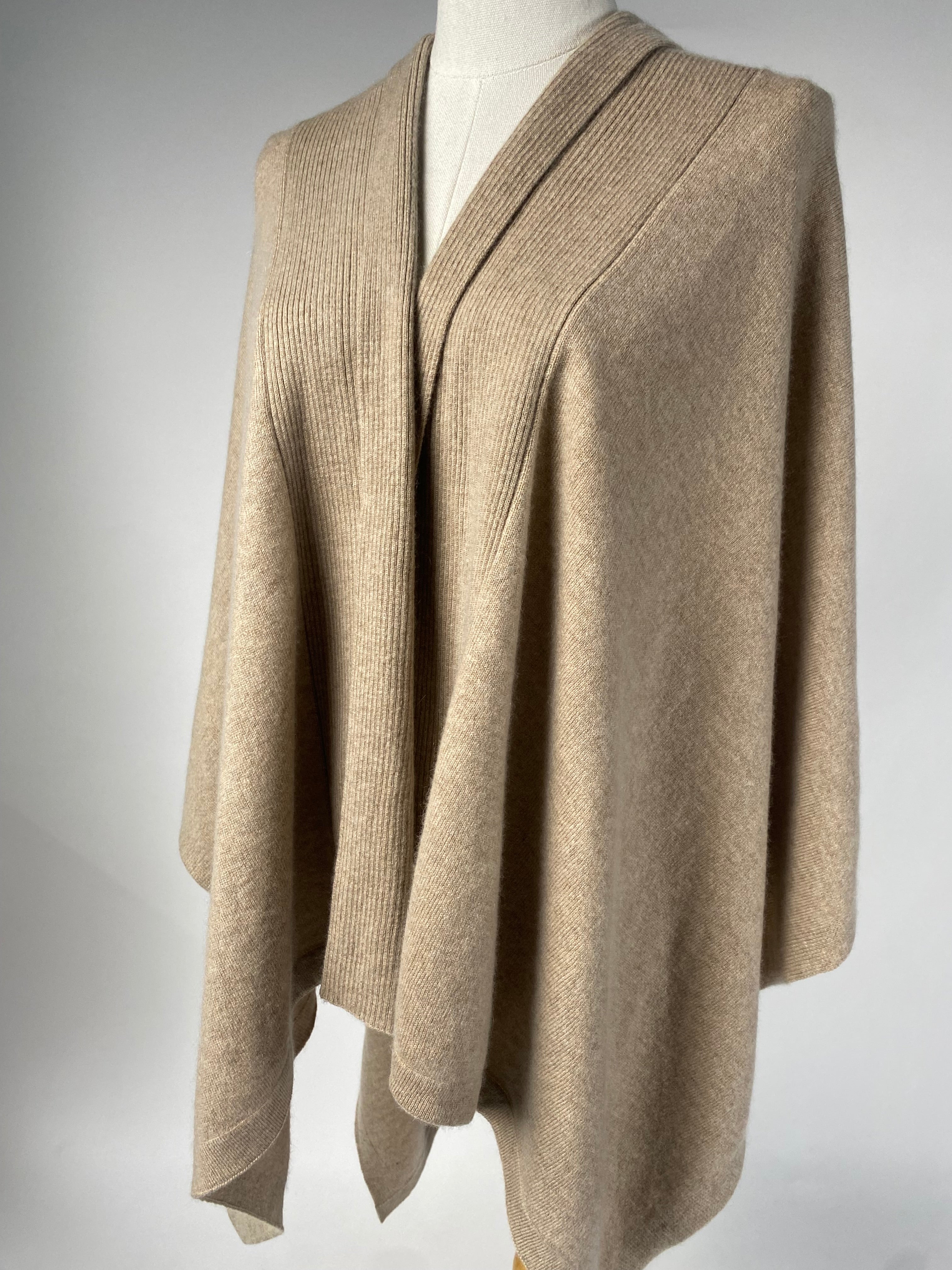 Luxury Cashmere Blend Cape - Camel - aura cashmere
