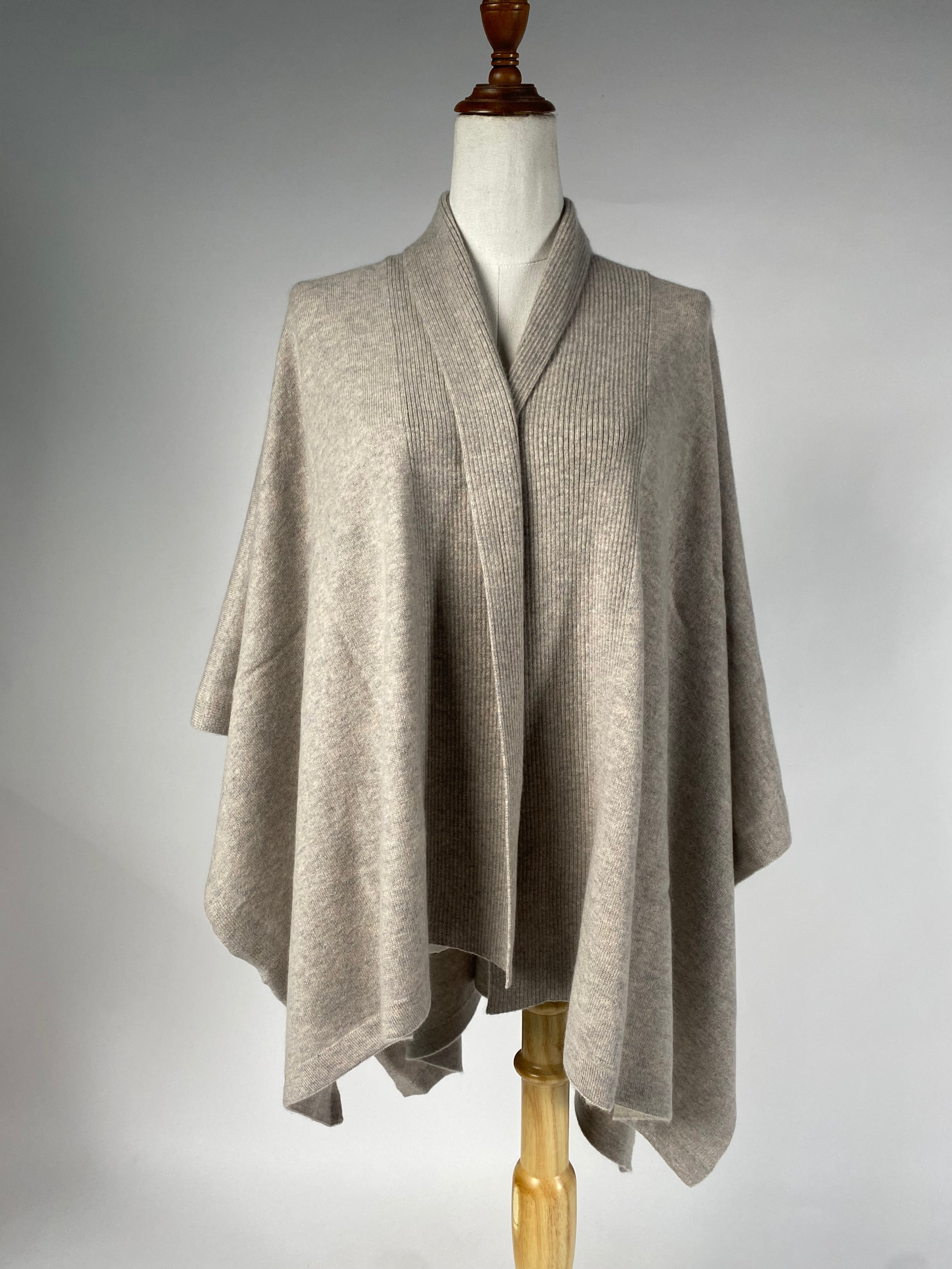 Luxury Cashmere Blend Cape - Sand - aura cashmere