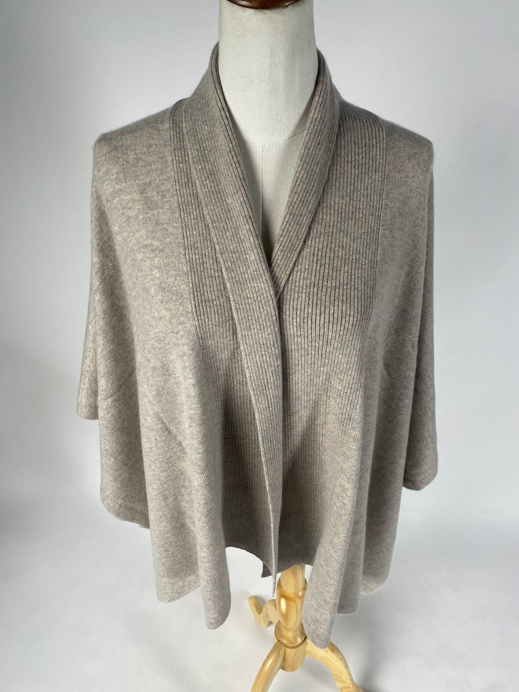 Luxury Cashmere Blend Cape - Sand - aura cashmere