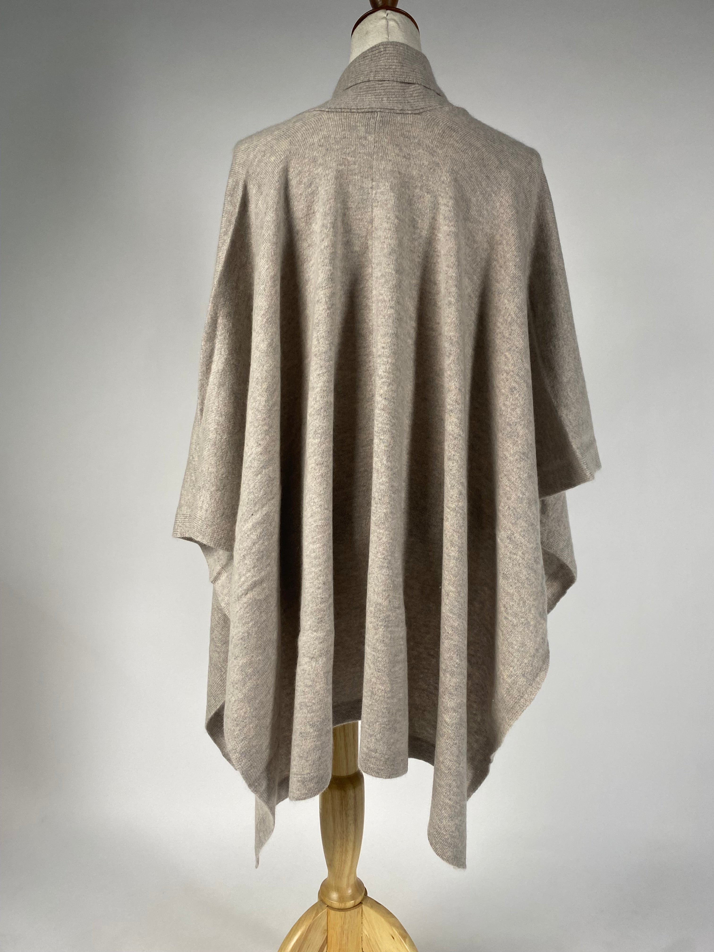 Luxury Cashmere Blend Cape - Sand - aura cashmere