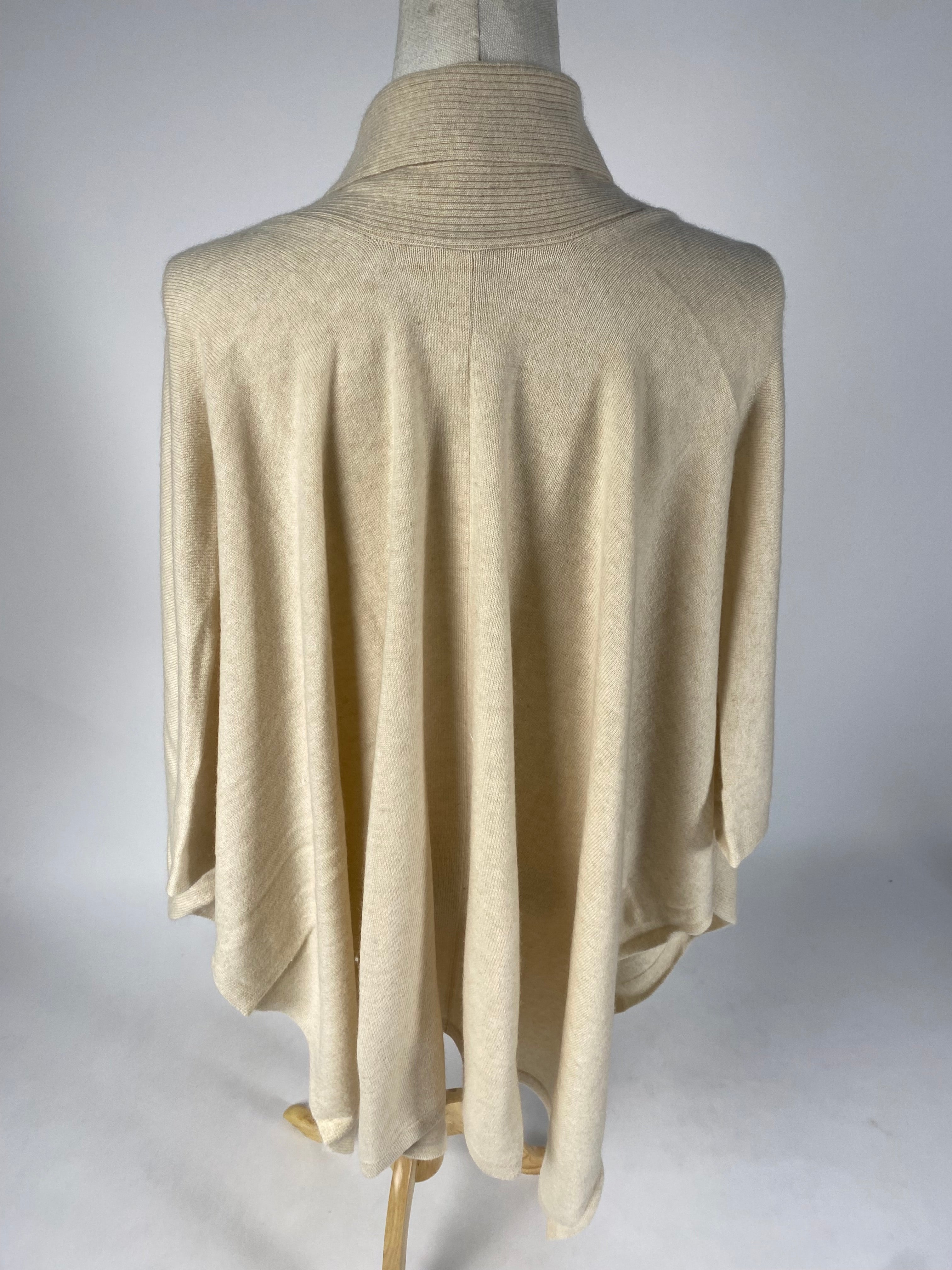 Luxury Cashmere Blend Cape - Beige - aura cashmere