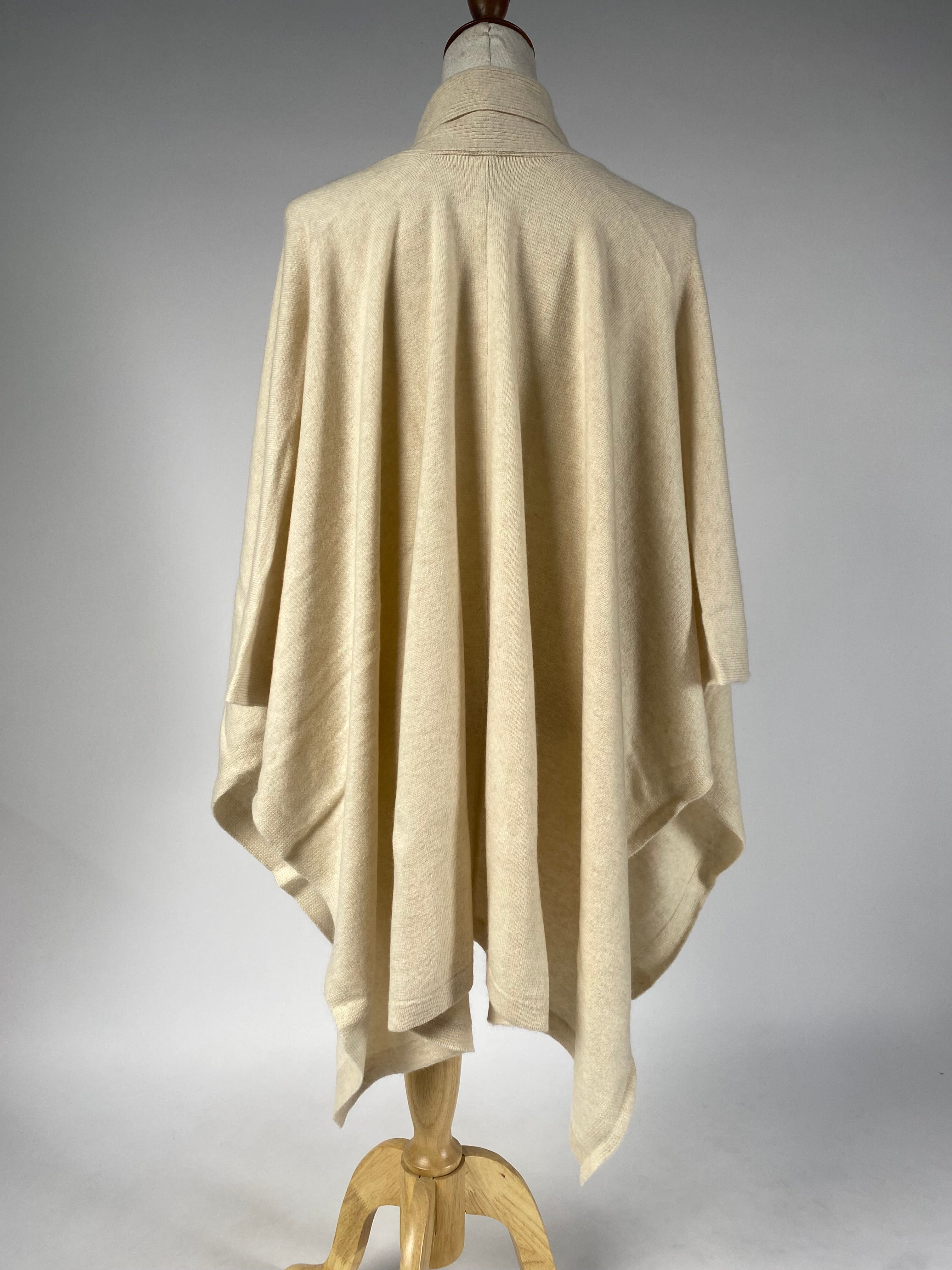 Luxury Cashmere Blend Cape - Beige - aura cashmere