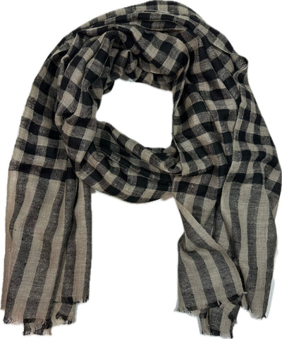 Aura Kashmir Ash Grid – handgewebter Cashmere-Schal, Produktansicht 1