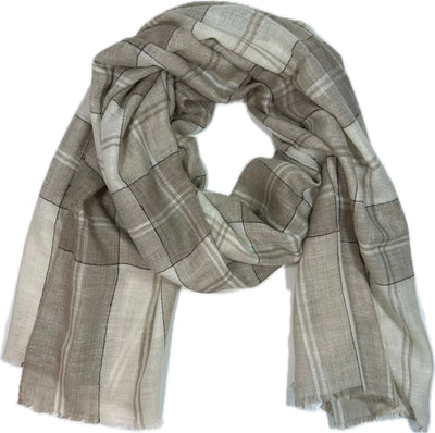 Aura Kashmir Earth Check – handgewebter Cashmere-Schal, Produktansicht 1