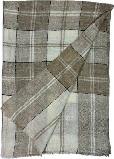 Aura Kashmir Earth Check – handgewebter Cashmere-Schal, Produktansicht 2