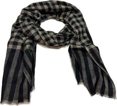 Aura Kashmir Noir Grid – handgewebter Cashmere-Schal, Produktansicht 7