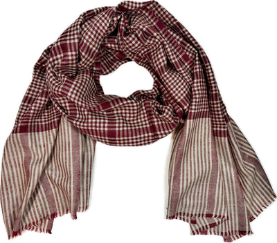 Aura Kashmiri - Bordeaux Check – Cashmere-Stola 100 × 200 cm, Produktansicht 1