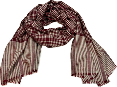 Aura Kashmiri - Bordeaux Check – Cashmere-Stola 100 × 200 cm, Produktansicht 9