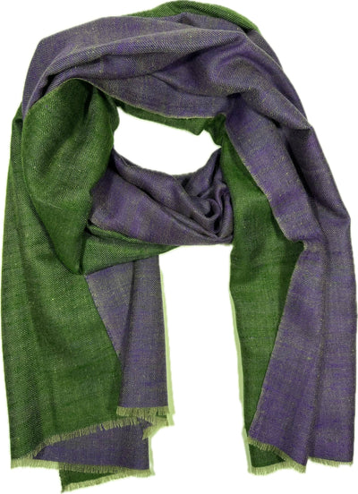 Kashmiri - Forest Green & Purple – Double-Face-Cashmere-Schal, Originalansicht 1