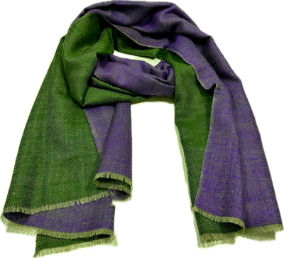 Kashmiri - Forest Green & Purple – Double-Face-Cashmere-Schal, Originalansicht 2