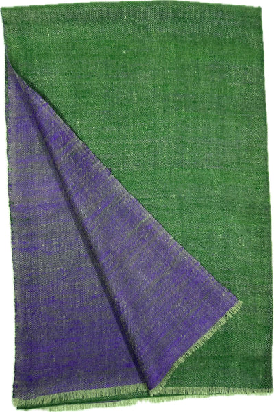 Kashmiri - Forest Green & Purple – Double-Face-Cashmere-Schal, Originalansicht 3