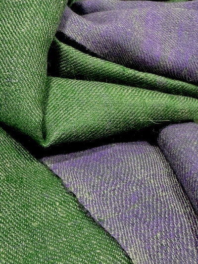 Kashmiri - Forest Green & Purple – Double-Face-Cashmere-Schal, Originalansicht 4