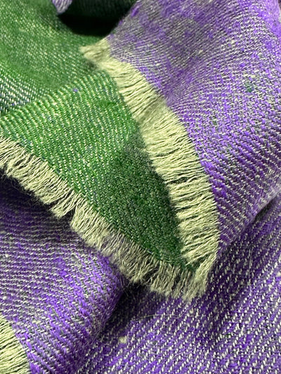 Kashmiri - Forest Green & Purple – Double-Face-Cashmere-Schal, Originalansicht 5