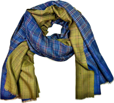 Kashmiri - Gold & Marine – Double-Face-Cashmere-Schal, Originalansicht 1