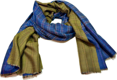 Kashmiri - Gold & Marine – Double-Face-Cashmere-Schal, Originalansicht 5