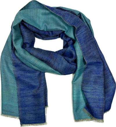 Kashmiri - Marine & Aquamarine – Double-Face-Cashmere-Schal, Originalansicht 1