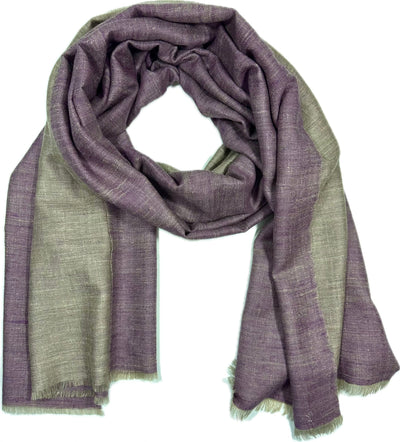 Kashmiri - Sand & Aubergine – Double-Face-Cashmere-Schal, Originalansicht 1