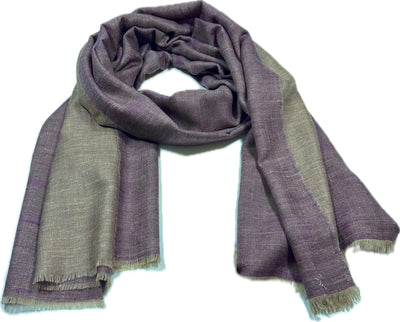 Kashmiri - Sand & Aubergine – Double-Face-Cashmere-Schal, Originalansicht 6