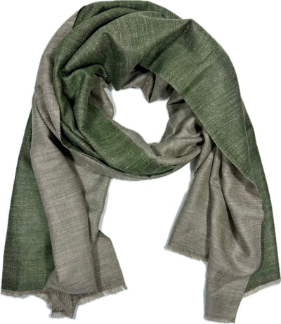 Kashmiri - Sand & Emerald – Double-Face-Cashmere-Schal, Originalansicht 1