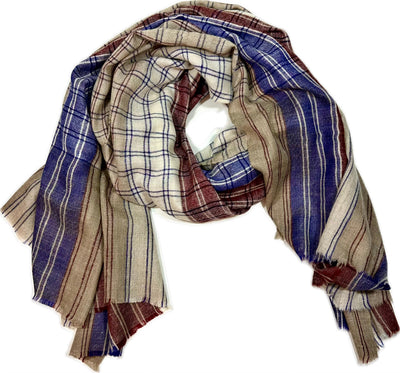 Aura Kashmiri - Maritime Check – Cashmere-Stola 100 × 200 cm, Produktansicht 5