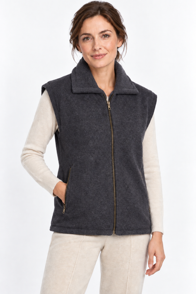 Layer – Gilet mit Reissverschluss – Anthrazit – 100% Cashmere