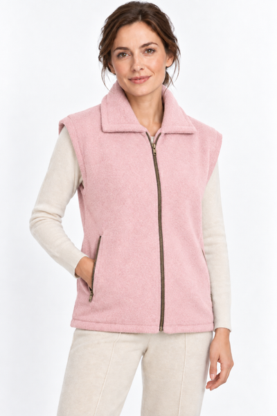 Layer – Gilet mit Reissverschluss – Babyrosa – 100% Cashmere