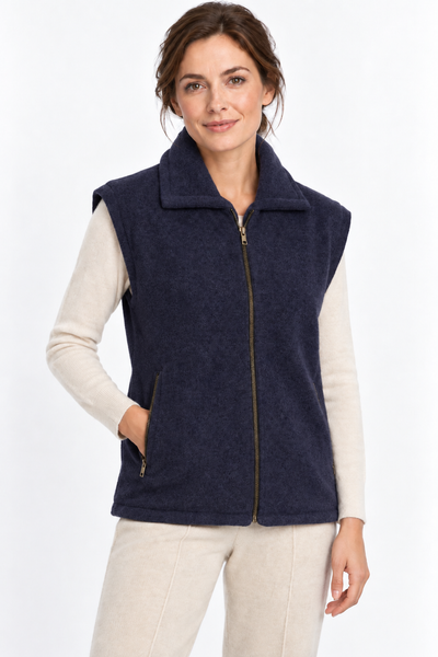 Layer – Gilet mit Reissverschluss – Marineblau – 100% Cashmere