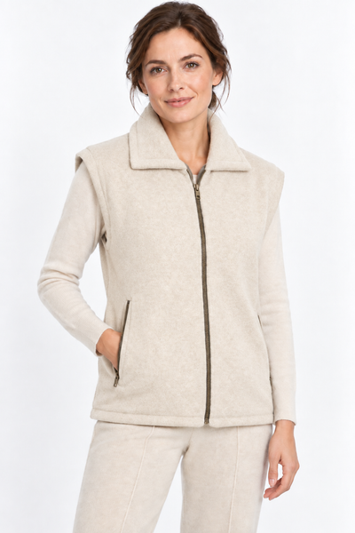Layer – Gilet mit Reissverschluss – Naturbeige – 100% Cashmere