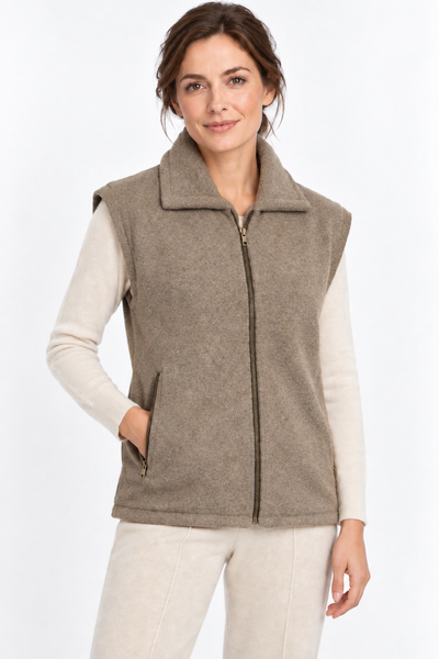 Layer – Gilet mit Reissverschluss – Naturdunkelbraun – 100% Cashmere