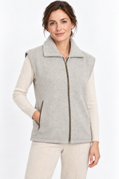 Layer – Gilet mit Reissverschluss – Naturhellgrau – 100% Cashmere