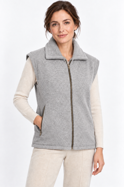 Layer – Gilet mit Reissverschluss – Silbergrau – 100% Cashmere