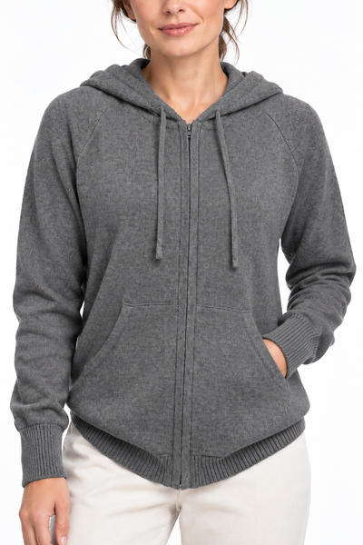 Pause Zip Natural – Unisex-Strickjacke mit Kapuze – Strickdetail
