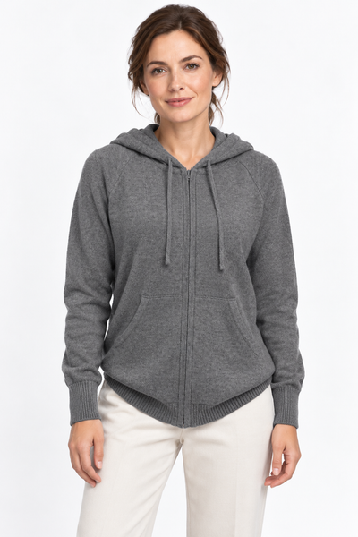 Pause Zip Natural – Unisex-Strickjacke mit Kapuze – Modellansicht