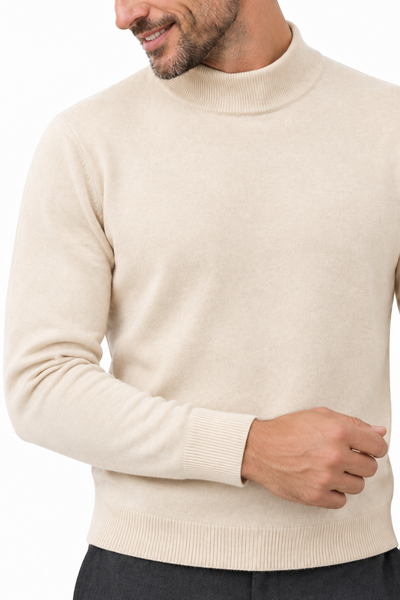 Contour Natural – Stehkragen-Pullover für Herren – Strickdetail