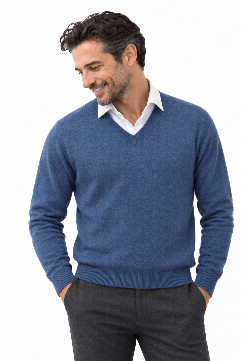 Angle – V-Ausschnitt-Pullover für Herren – Modellansicht